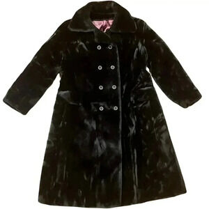 Vintage Borgazia By Dubrowsky & Joseph Fur Coat Size L USA Black Trench Heavy